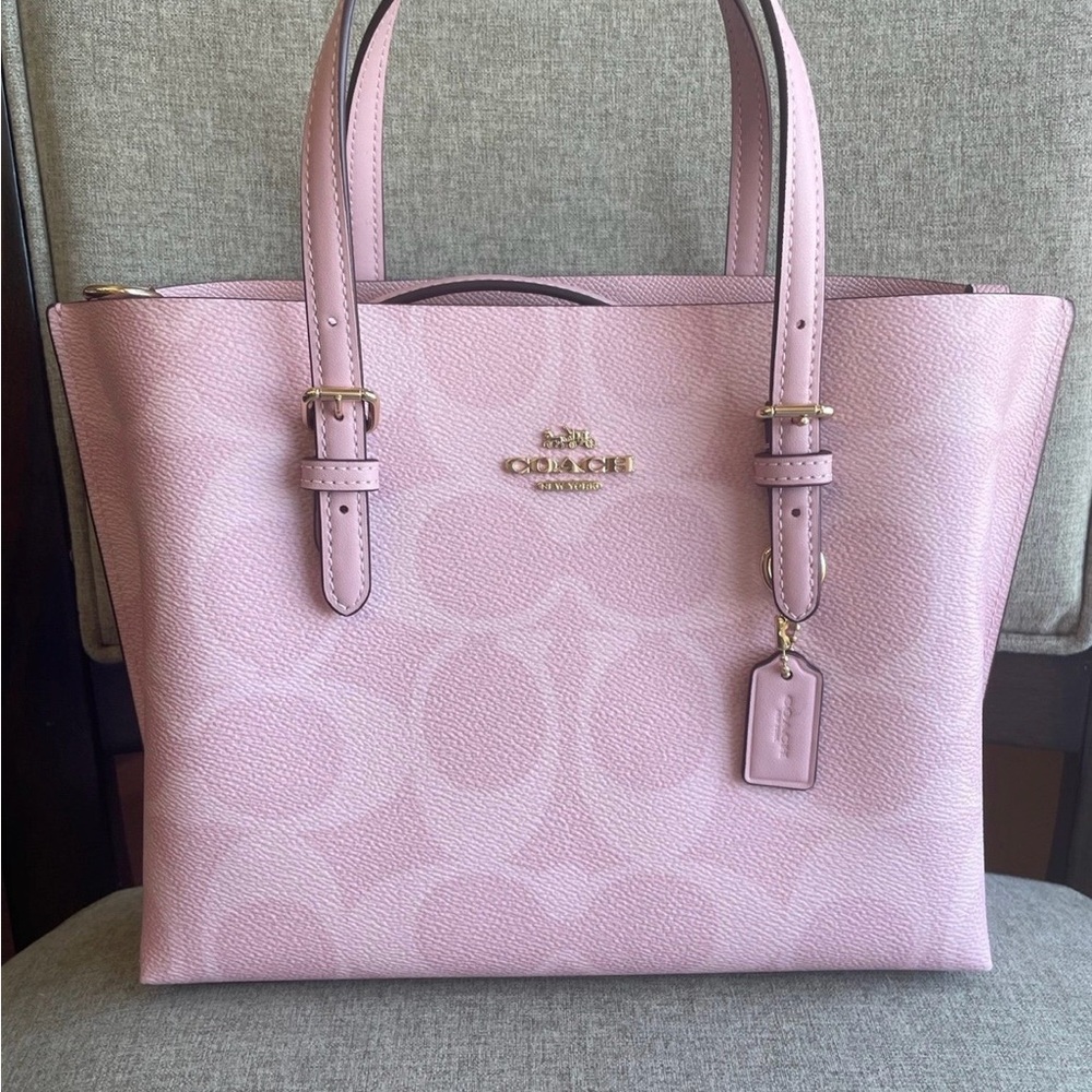 Coach Mollie Canvas Tote Bag Powder Pink/Gold